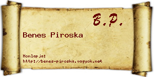 Benes Piroska névjegykártya